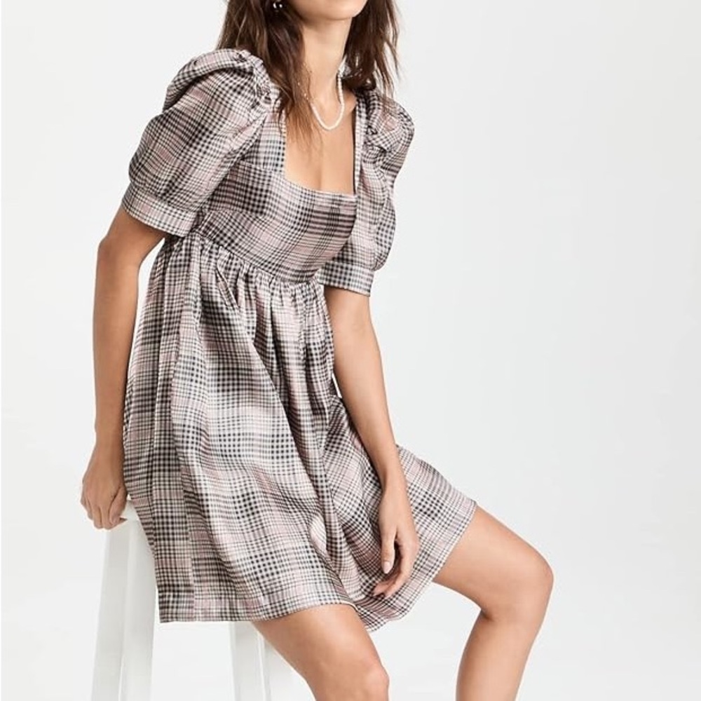 Plaid Organza Mini Dress